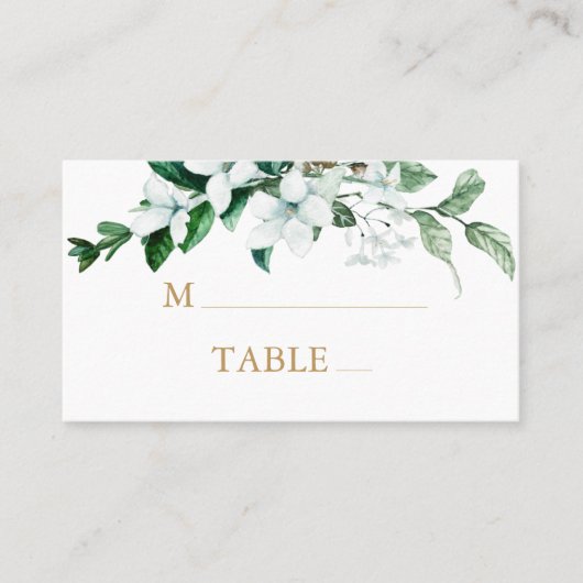 Carte De Placement Elégant blanc Aquarelle Floral Mariage (Devant)