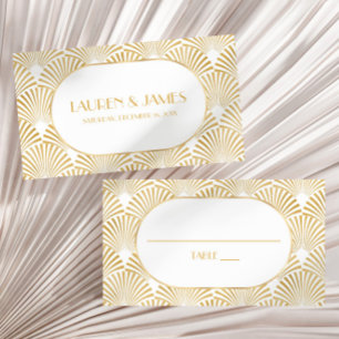 Carte De Placement Elégant Blanc Or Géométrique Mariage Art Déco