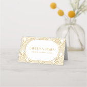 Carte De Placement Elégant Blanc Or Géométrique Mariage Art Déco (Dos)