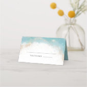 Carte De Placement Elégant bleu Aquarelle or Parties scintillant Mari (Devant)
