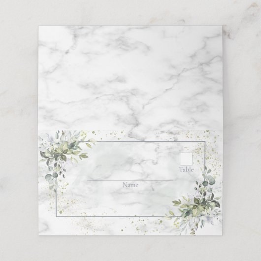 Carte De Placement Elégant bleu Dusty Eucalyptus Marbre vert (Extérieur déplié)