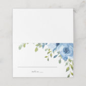 Carte De Placement Élégant bleu Floral Mariage plié (Extérieur déplié)