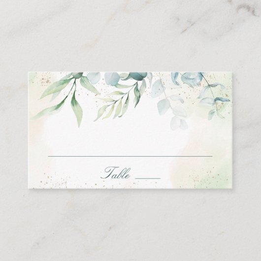 Carte De Placement Elégant bleu vert Eucalyptus Mariage de verdure (Devant)