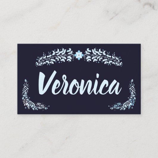 Carte De Placement Elegant Blue Christmas (Devant)