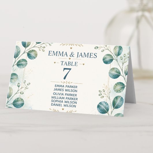 Carte De Placement Elegant Blue Eucalyptus