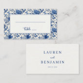 Carte De Placement Elegant Blue Floral (Devant / Derrière)