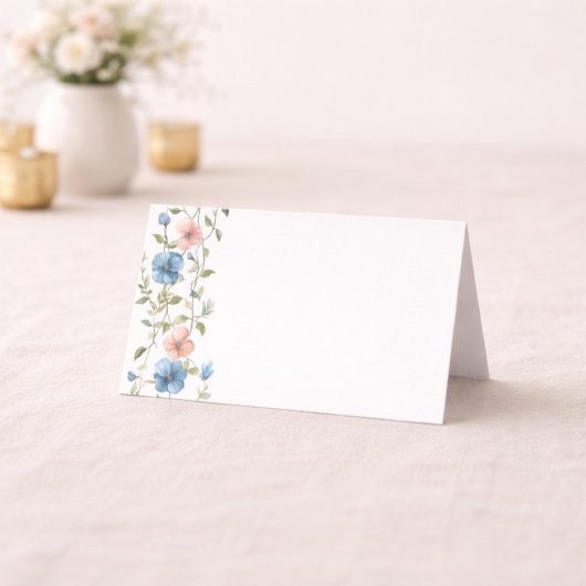 Carte De Placement Elegant Blue Floral Event