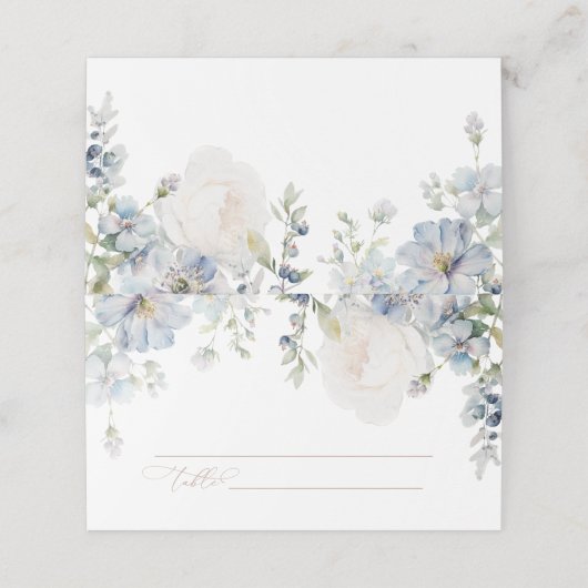 Carte De Placement Elégant Blue Hydrangea & Blush Rose Mariage (Extérieur déplié)