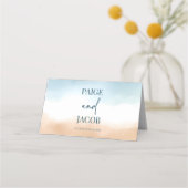 Carte De Placement Elégant Blue Ocean Beach Mariage de sable (Dos)