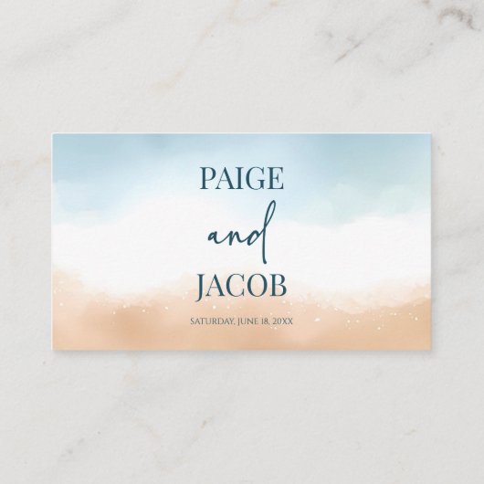 Carte De Placement Elégant Blue Ocean Beach Mariage de sable (Dos)