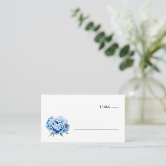 Carte De Placement Elegant Blue Peony Table Number (Debout devant)