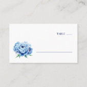 Carte De Placement Elegant Blue Peony Table Number (Devant)