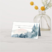 CARTE DE PLACEMENT ÉLÉGANT BLUSH DUSKY BLUE MOUNTAINES PINE MARIAGE (Devant)