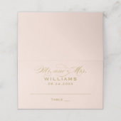 Carte De Placement Élégant Blush Gold Calligraphie Mariage Monogramme (Extérieur déplié)