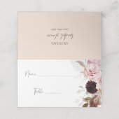 Carte De Placement Elégant Blush Rose Fête des mariées Florale Siège (Extérieur déplié)