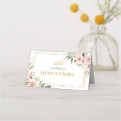 Carte De Placement Elégant boho blush floral or tiara sauge 15e (Dos)