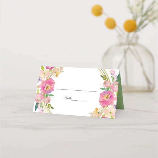 Carte De Placement Élégant Boho de printemps Blush Floral (Devant)
