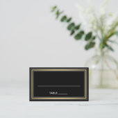 Carte De Placement Elegant Border Striped Black and Gold Escort / (Debout devant)