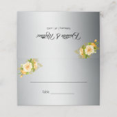 Carte De Placement Elégant bouquet de rose jaune sur Mariage d'argent (Extérieur déplié)
