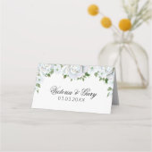 Carte De Placement Elégant Bouquet de Roses Blanches (Dos)