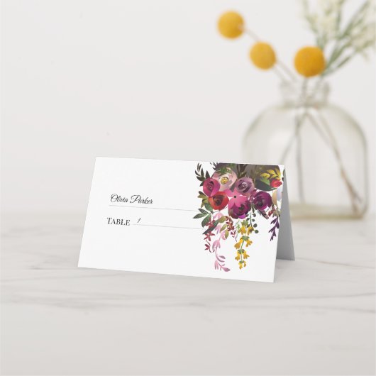 Carte De Placement Elégant Bouquet Floral (Devant)