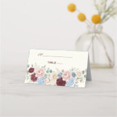 Carte De Placement Elegant Burgundy Rose Chic Wedding (Devant)