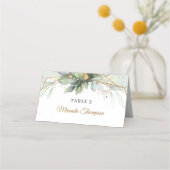 Carte De Placement Elégant cadre boho eucalyptus verdure or (Devant)