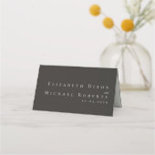 Carte De Placement Elegant Charcoal Ivory Script Folded Wedding (Dos)