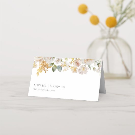 Carte De Placement Élégant Chic Blush Roses Rose Mariage Floral (Devant)