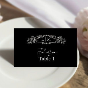 Carte De Placement Elégant & Chic Mariage de crête botanique