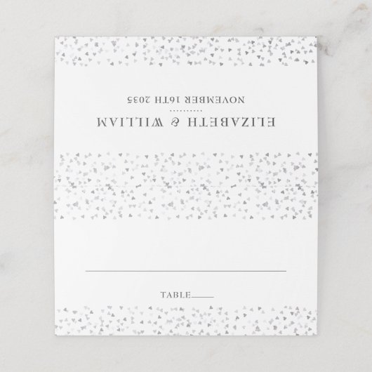 Carte De Placement Élégant Chic Moderne Coeurs d'Amour Confetti (Extérieur déplié)