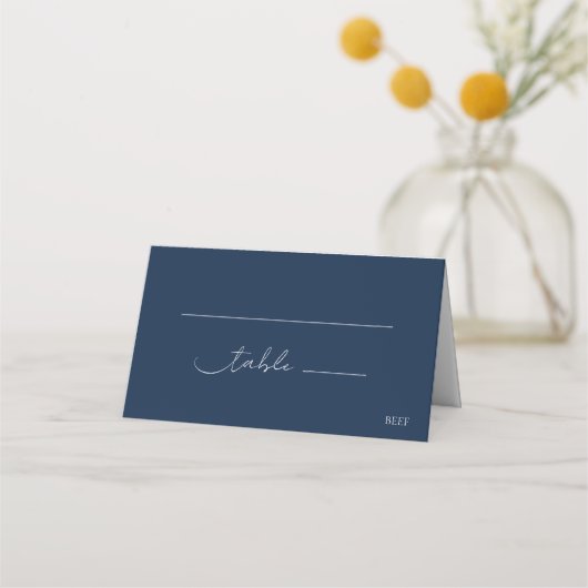Carte De Placement Elegant Chic Navy Blue Modern Script Mariage (Devant)