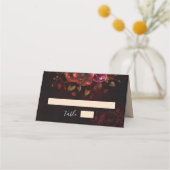 Carte De Placement Élégant chic rouge noir floral mariage moody (Devant)