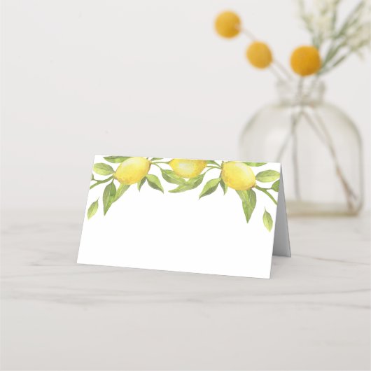 Carte De Placement Elégant citrons Aquarelle Mariage (Devant)