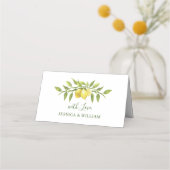 Carte De Placement Elégant citrons Aquarelle Verdure Mariage Place C (Dos)