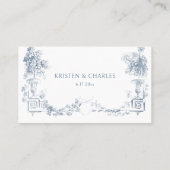 Carte De Placement Élégant classique Dusty Bleu Français Floral (Dos)