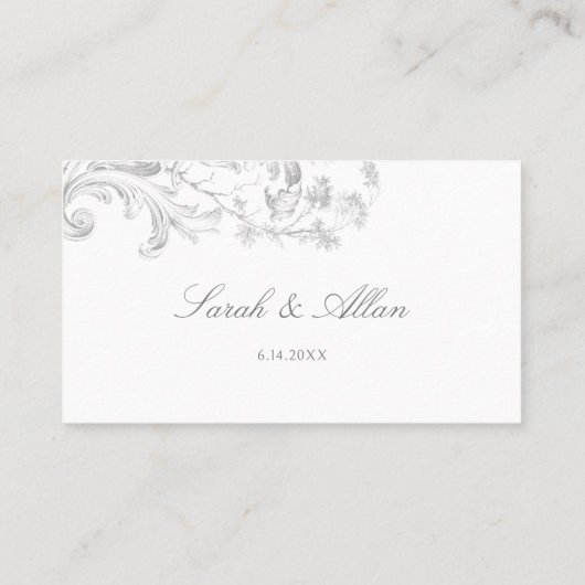 Carte De Placement Élégant classique Rococo Floral (Dos)