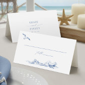 Carte De Placement Elegant Coastal Chic Blue Wedding
