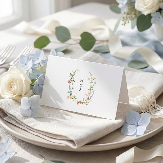 Carte De Placement Elegant Colorful Wildflower Wedding