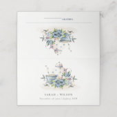 Carte De Placement Elégant Cute Aqua Blue floral Mariage de la Coupe  (Extérieur déplié)