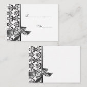 Carte De Placement Elégant Damask et Bow Table Place Card (Devant / Derrière)