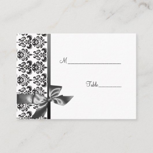 Carte De Placement Elégant Damask et Bow Table Place Card (Devant)