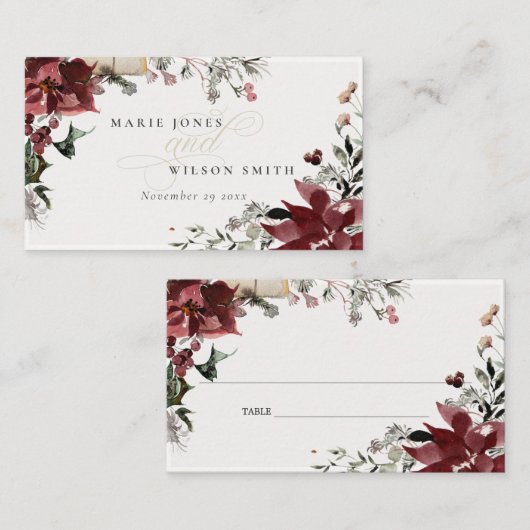 Carte De Placement Élégant Dusky Chaud Winter Festiage Mariage Foliag (Devant / Derrière)