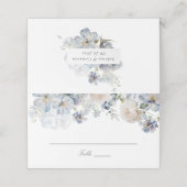 Carte De Placement Elégant Dusty Blue Flowers Blush Rose Mariage (Extérieur déplié)