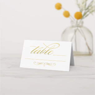 Carte De Placement Élégant écriture calligraphique dorée Mariage Blan