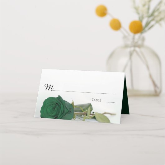 Carte De Placement Élégant Émeraude Vert Rose Mariage Inscription (Devant)