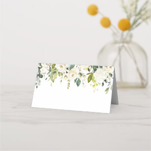 Carte De Placement Elégant Eucalyptus blanc Roses Mariage Table