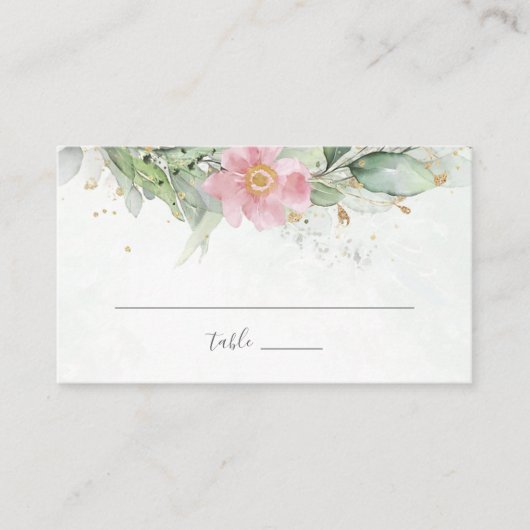 Carte De Placement Elégant Eucalyptus Feuille Mariage or vert (Devant)