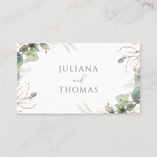 Carte De Placement Elégant Eucalyptus Mariage plat (Dos)