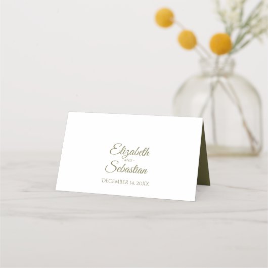 Carte De Placement Elégant Eucalyptus & Pine Sage Green Mariage or (Dos)